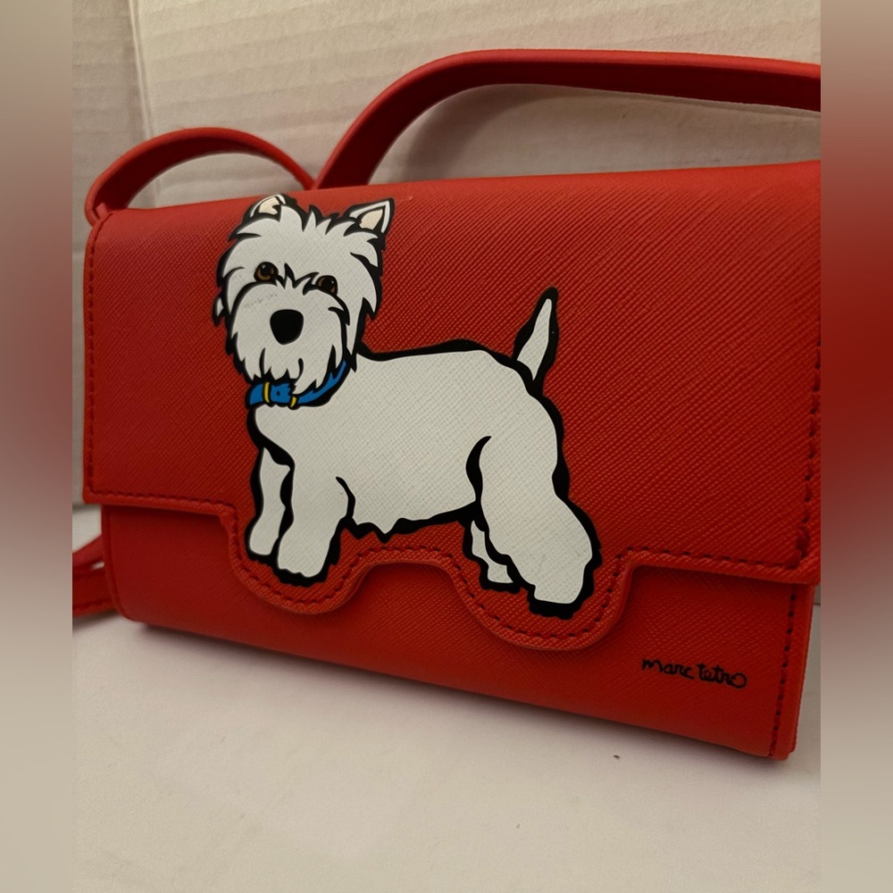 Mark Tetro red westie crossbody purse with matching small wallet